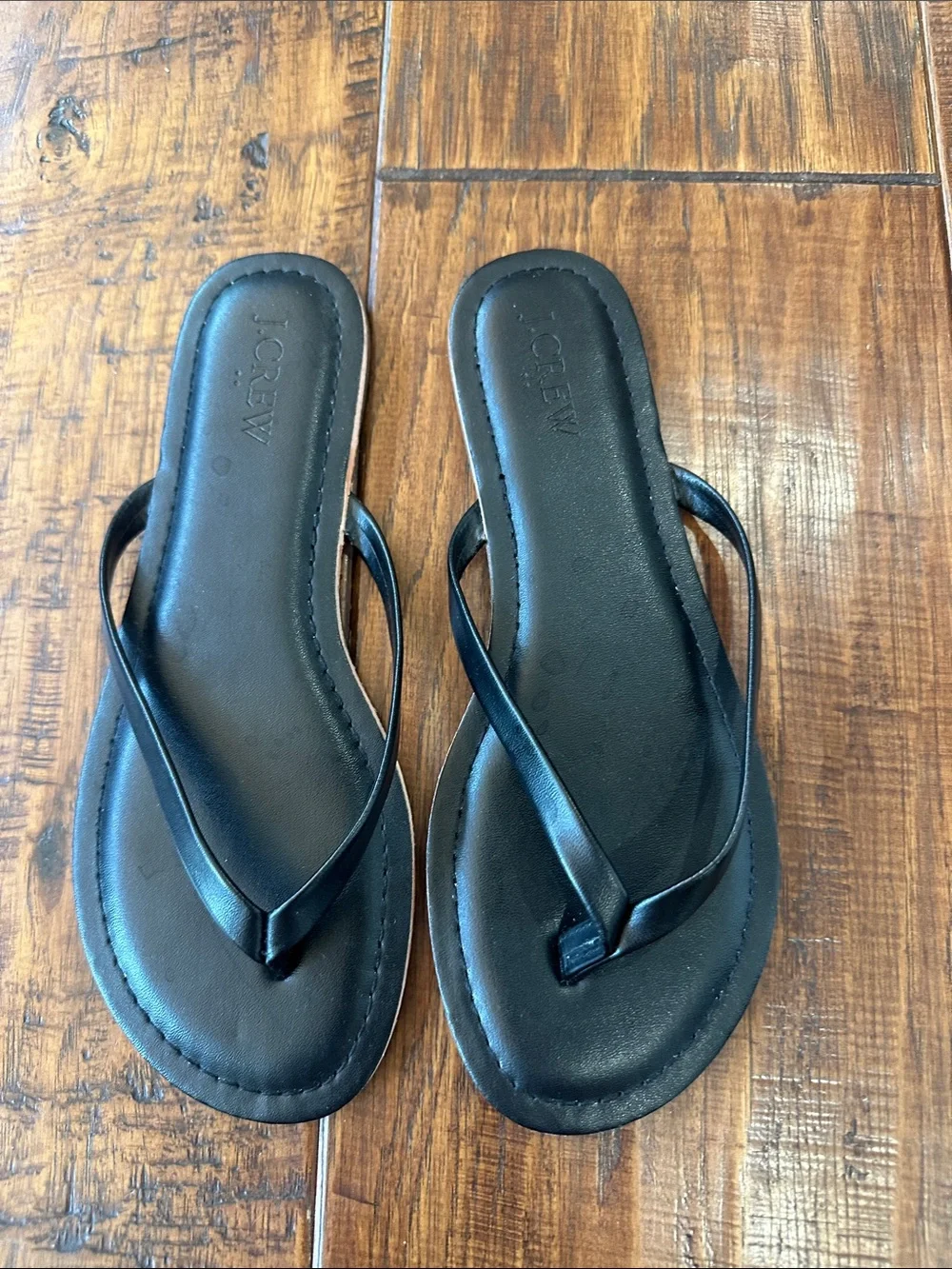 Lot of 2 J. Crew Women's Easy Summer Flip Flop Sandals in Black and Tan